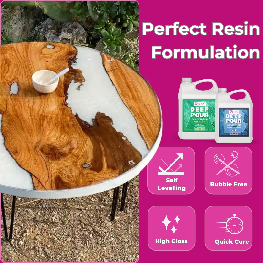 15 Kgs Resin Deep Pour Liquid Hardener Tabletop 2:1
