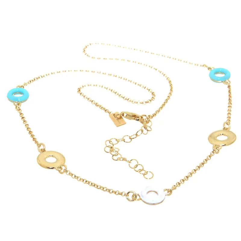 ACQUARELLO HANGING ROUND WHITE AND TURQUOISE NECKLACE