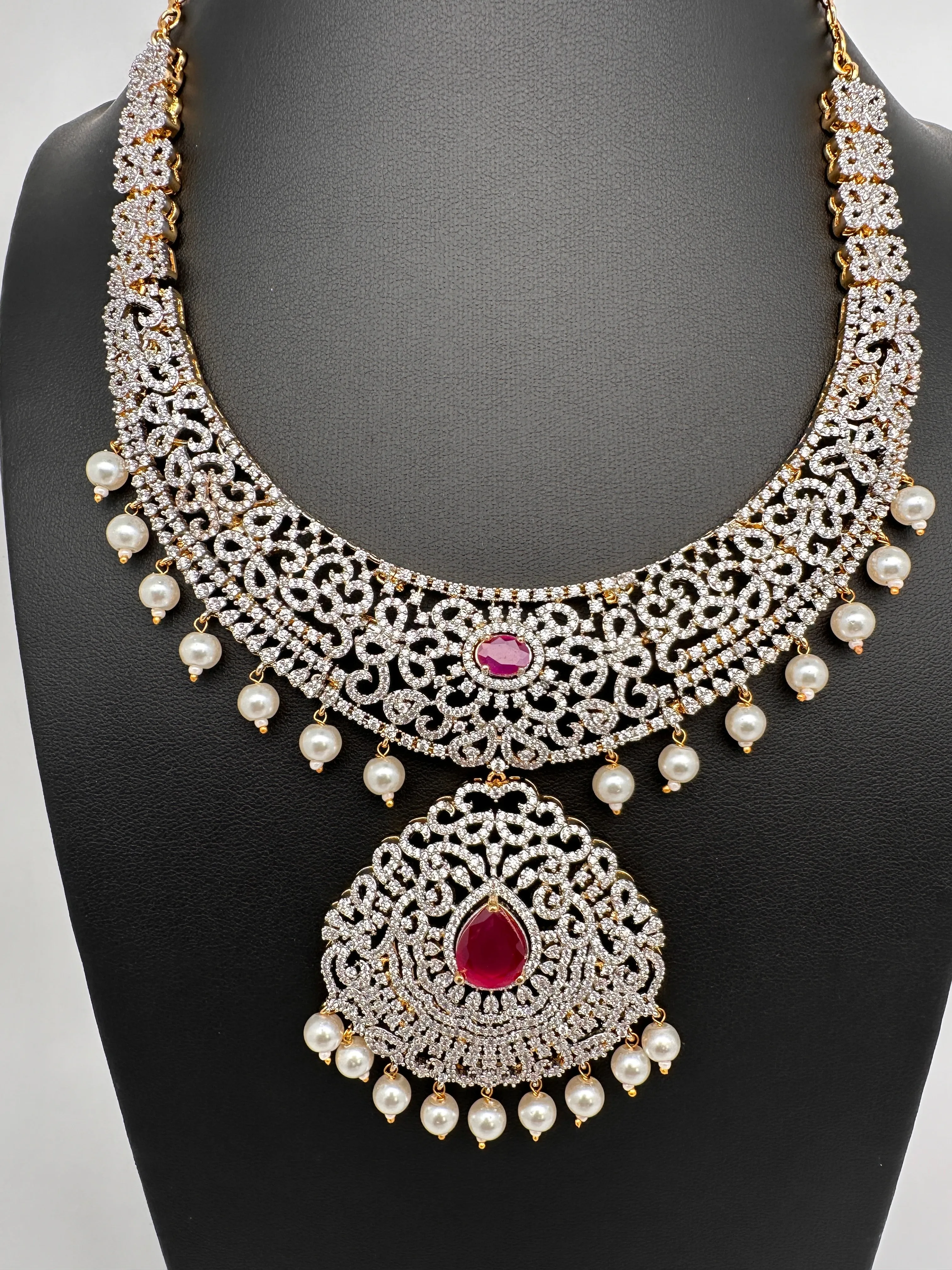 AD Ruby Neckline Short Necklace