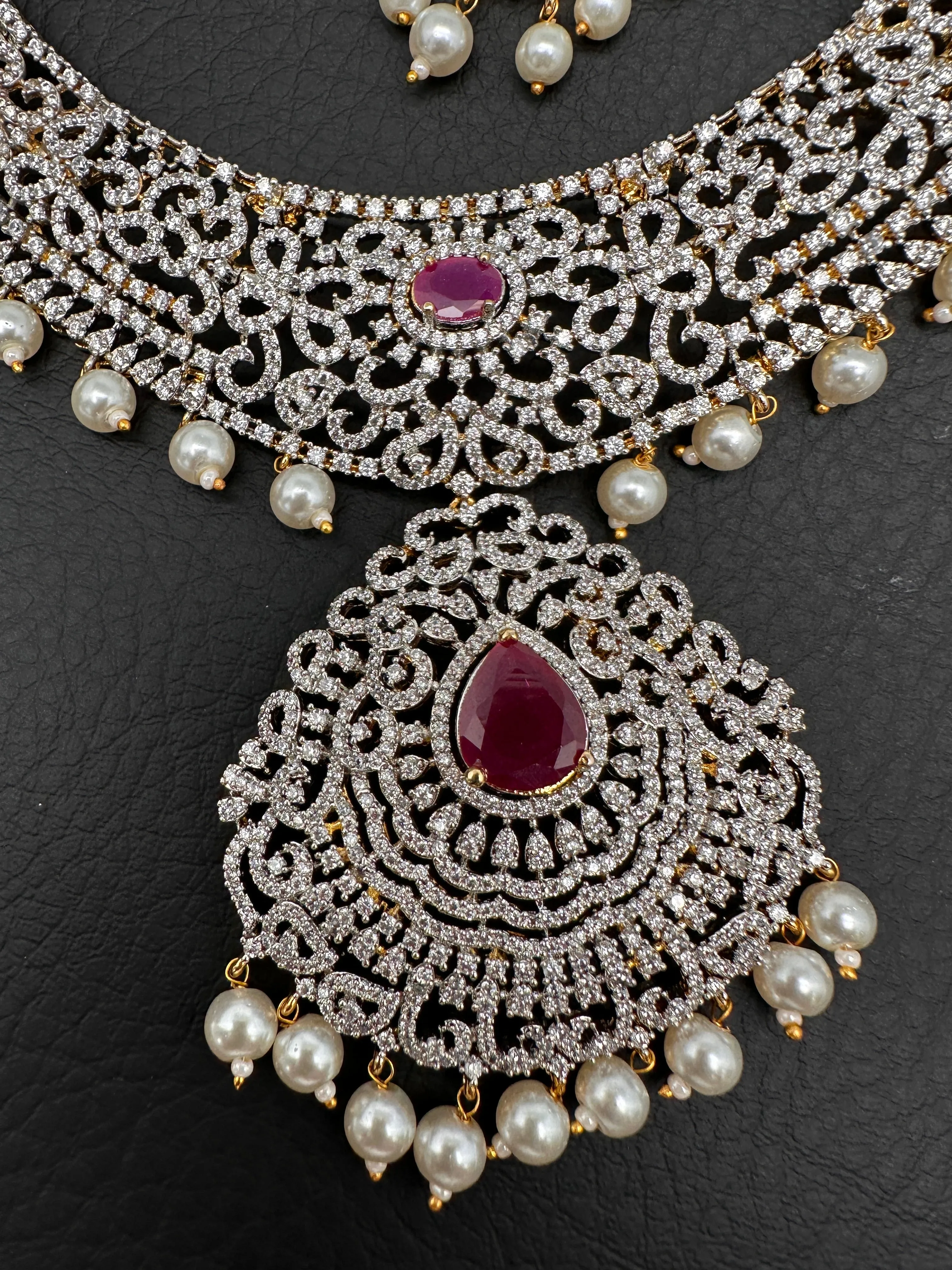AD Ruby Neckline Short Necklace