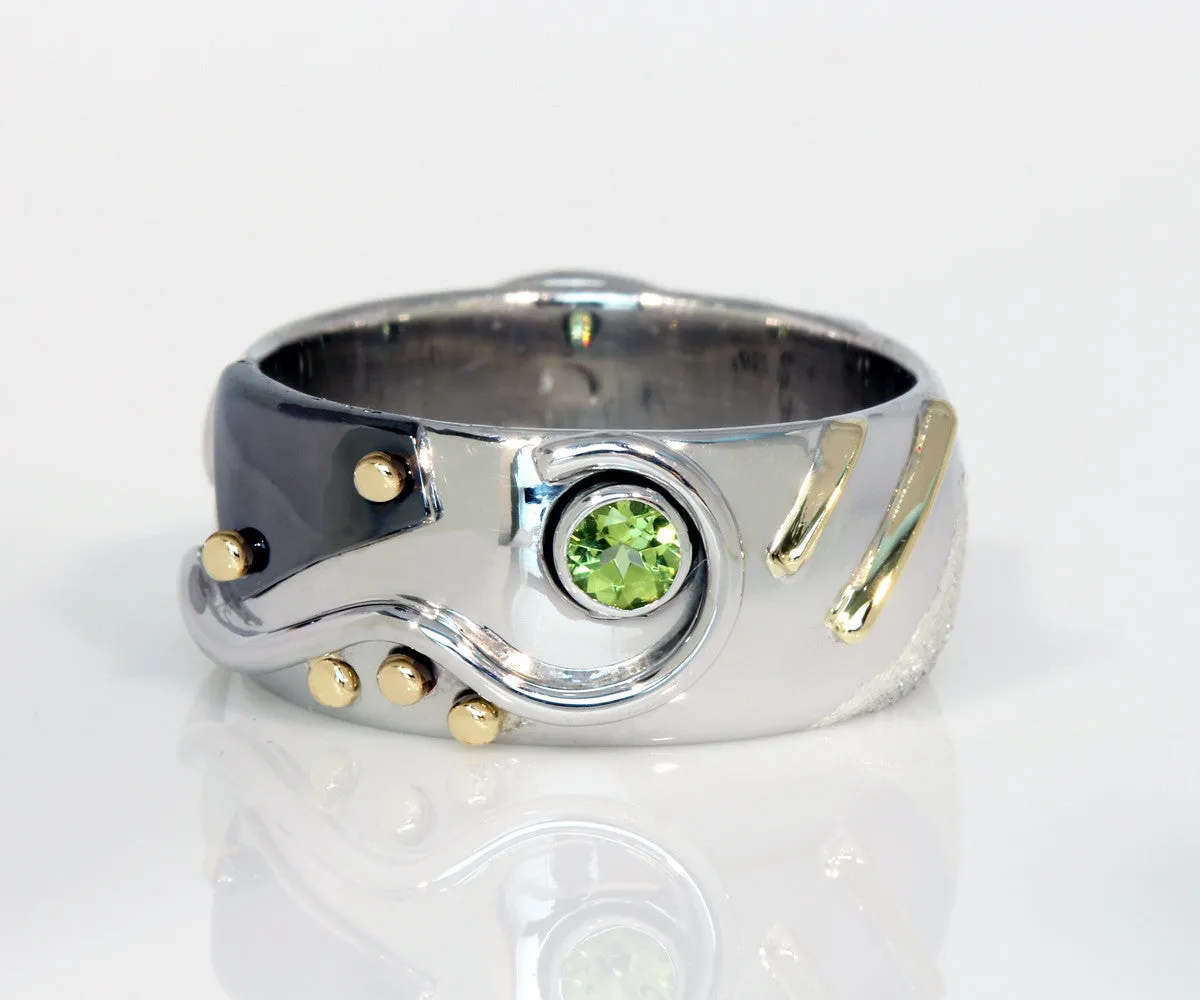 Artistic Peridot Wide Ring