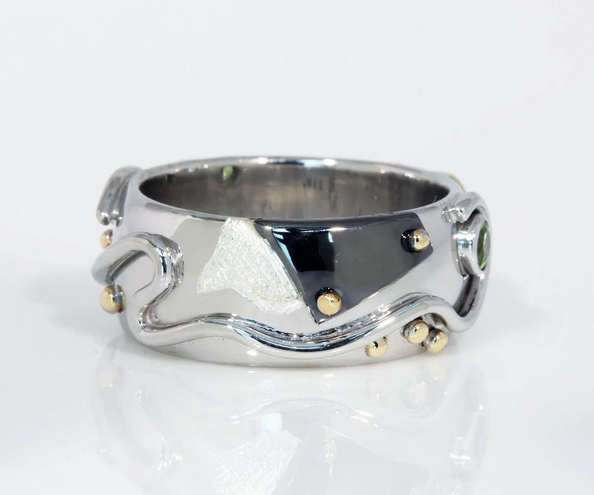 Artistic Peridot Wide Ring