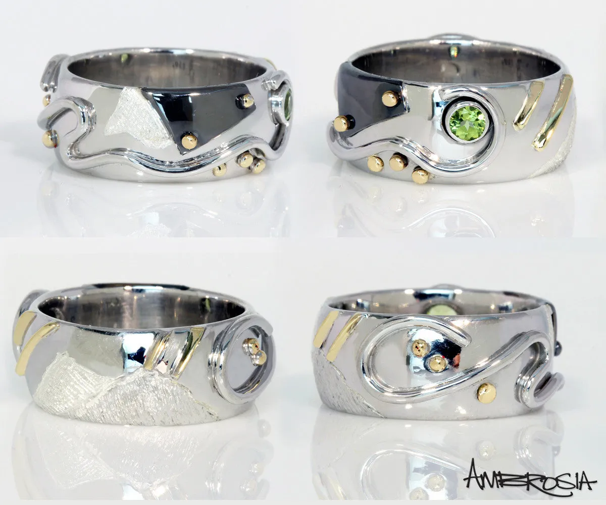Artistic Peridot Wide Ring