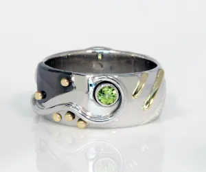 Artistic Peridot Wide Ring