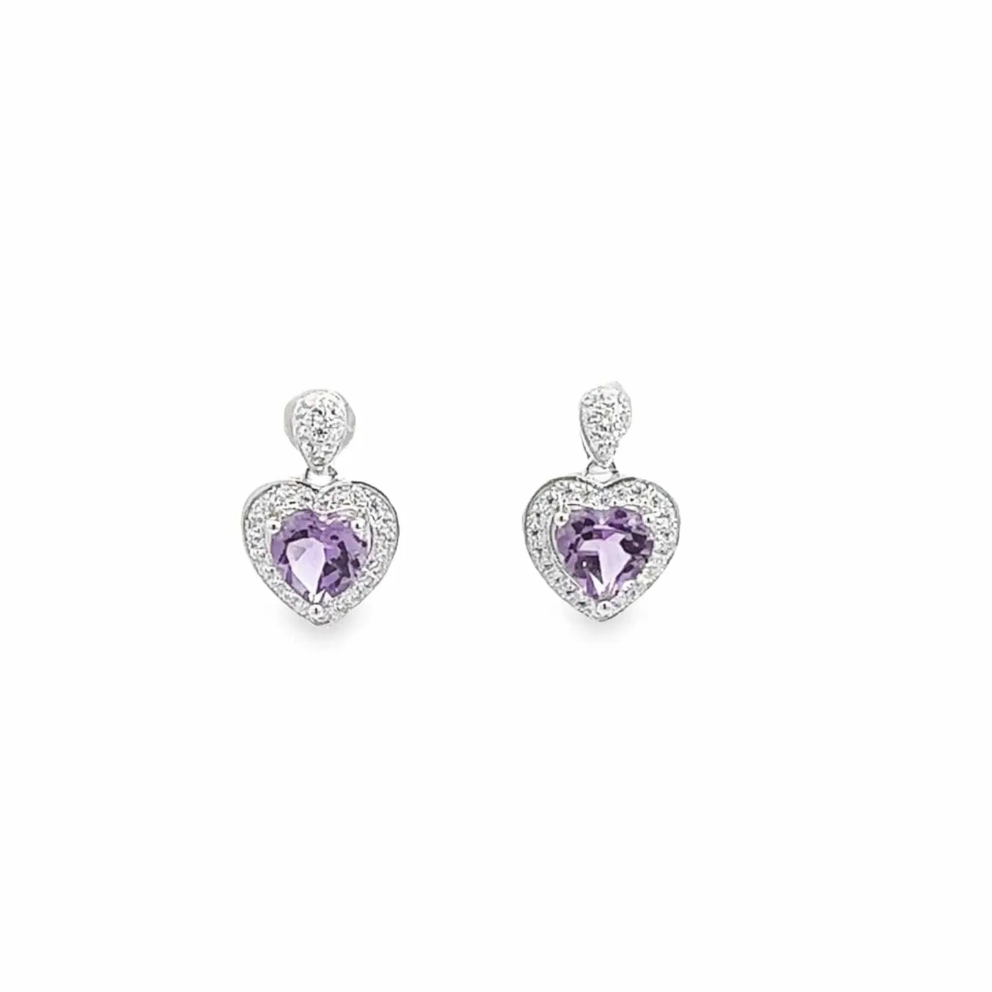 Baikalla™ Classic Heart Sterling Silver Natural Amethyst Citrine Garnet Earrings With CZ