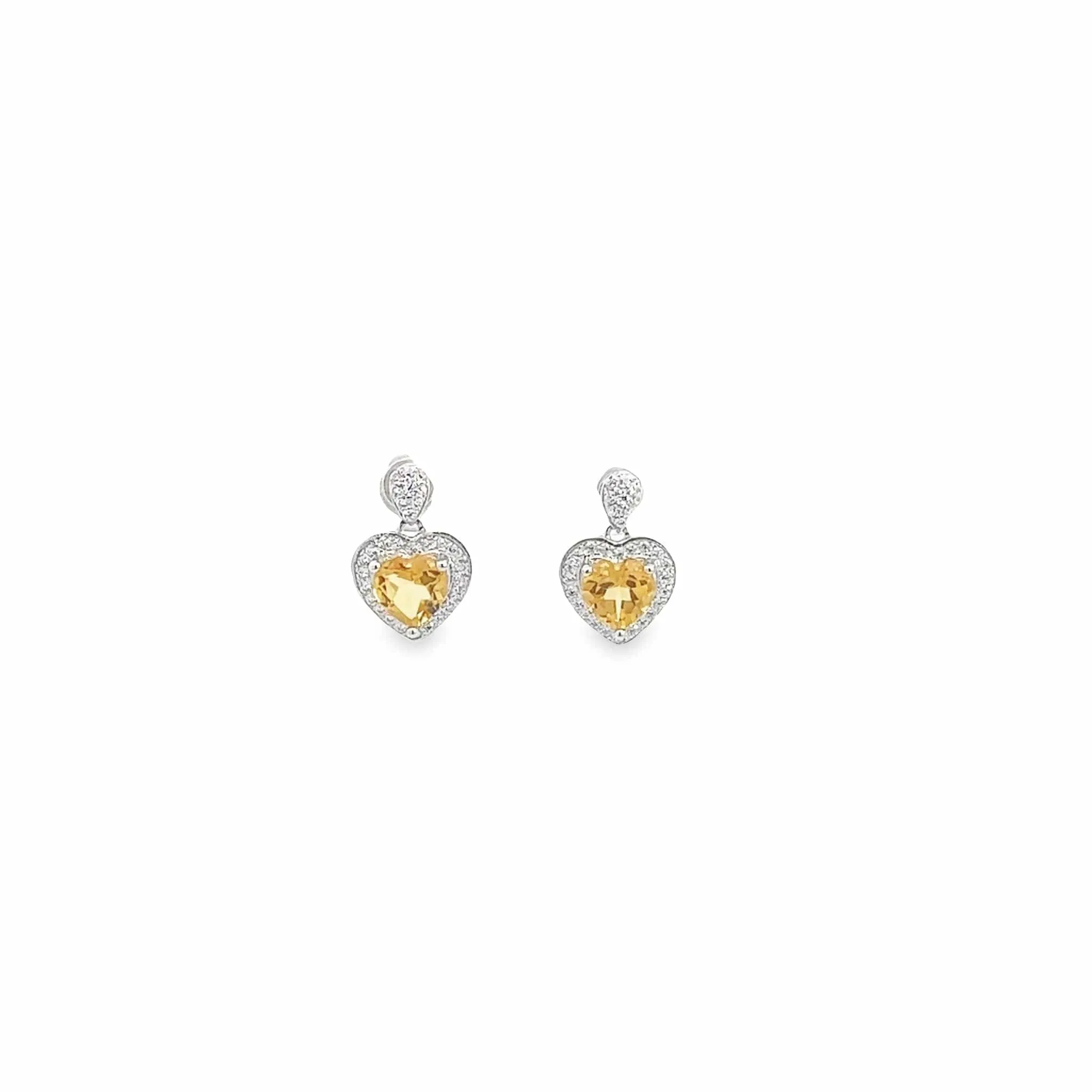 Baikalla™ Classic Heart Sterling Silver Natural Amethyst Citrine Garnet Earrings With CZ
