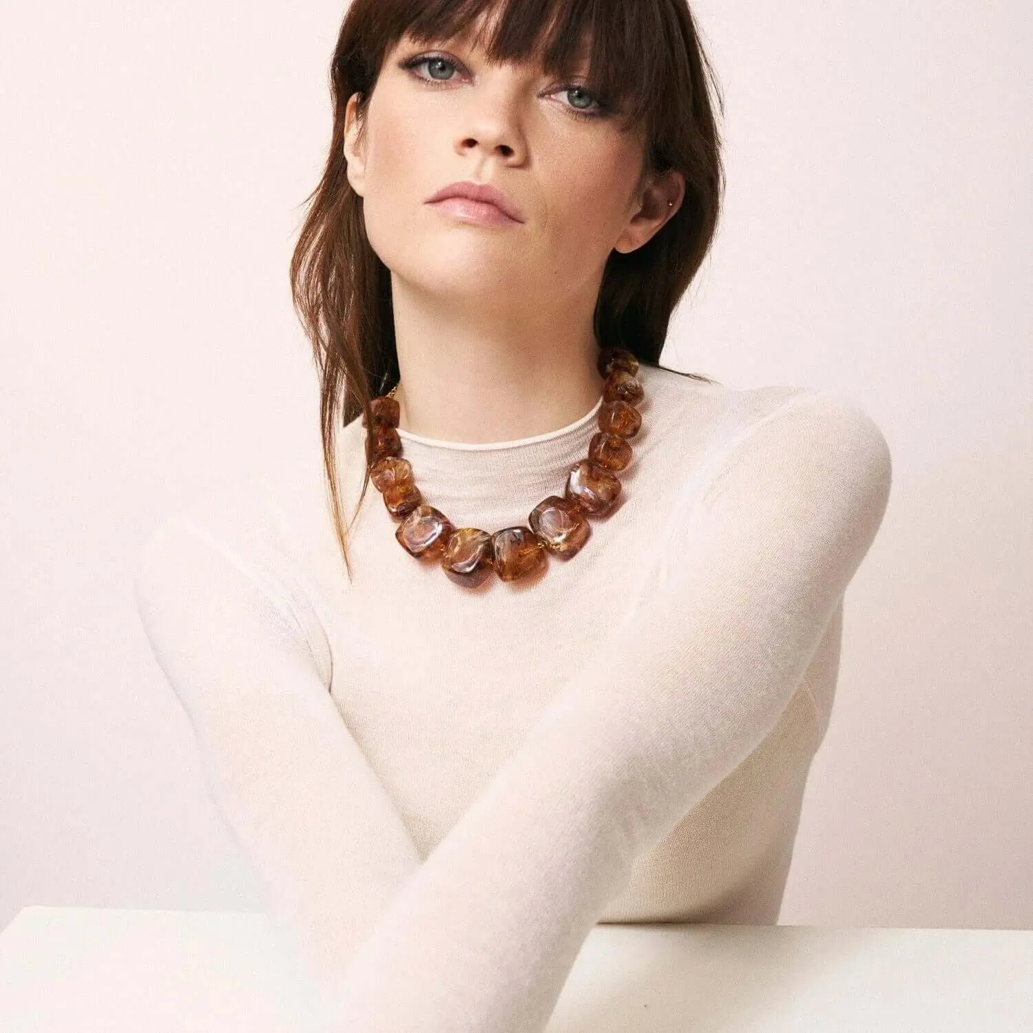 Big Organic Shaped Necklace | Amber