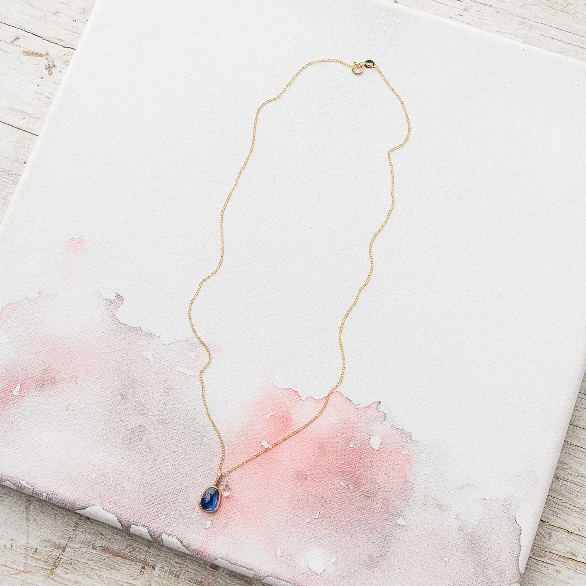 Blue Kyanite Necklace in 14k gold