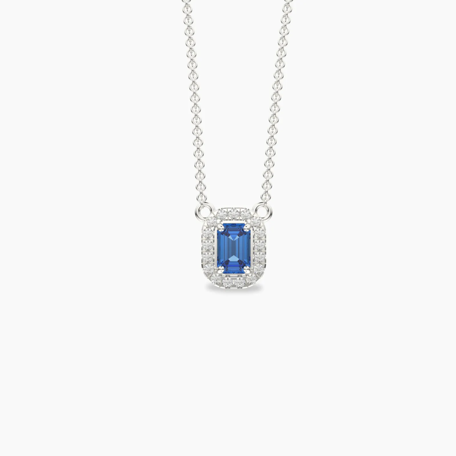 Blue Sapphire And Round Diamond Pendant Necklace