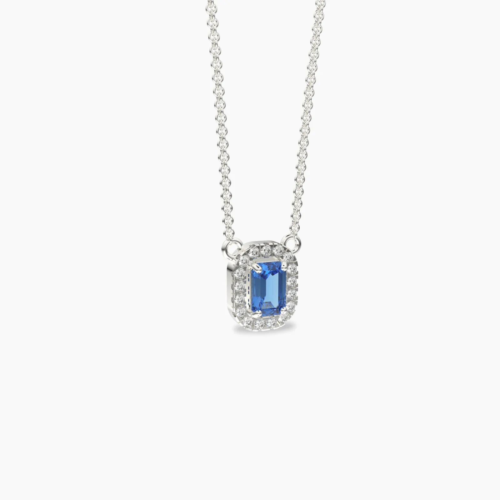 Blue Sapphire And Round Diamond Pendant Necklace