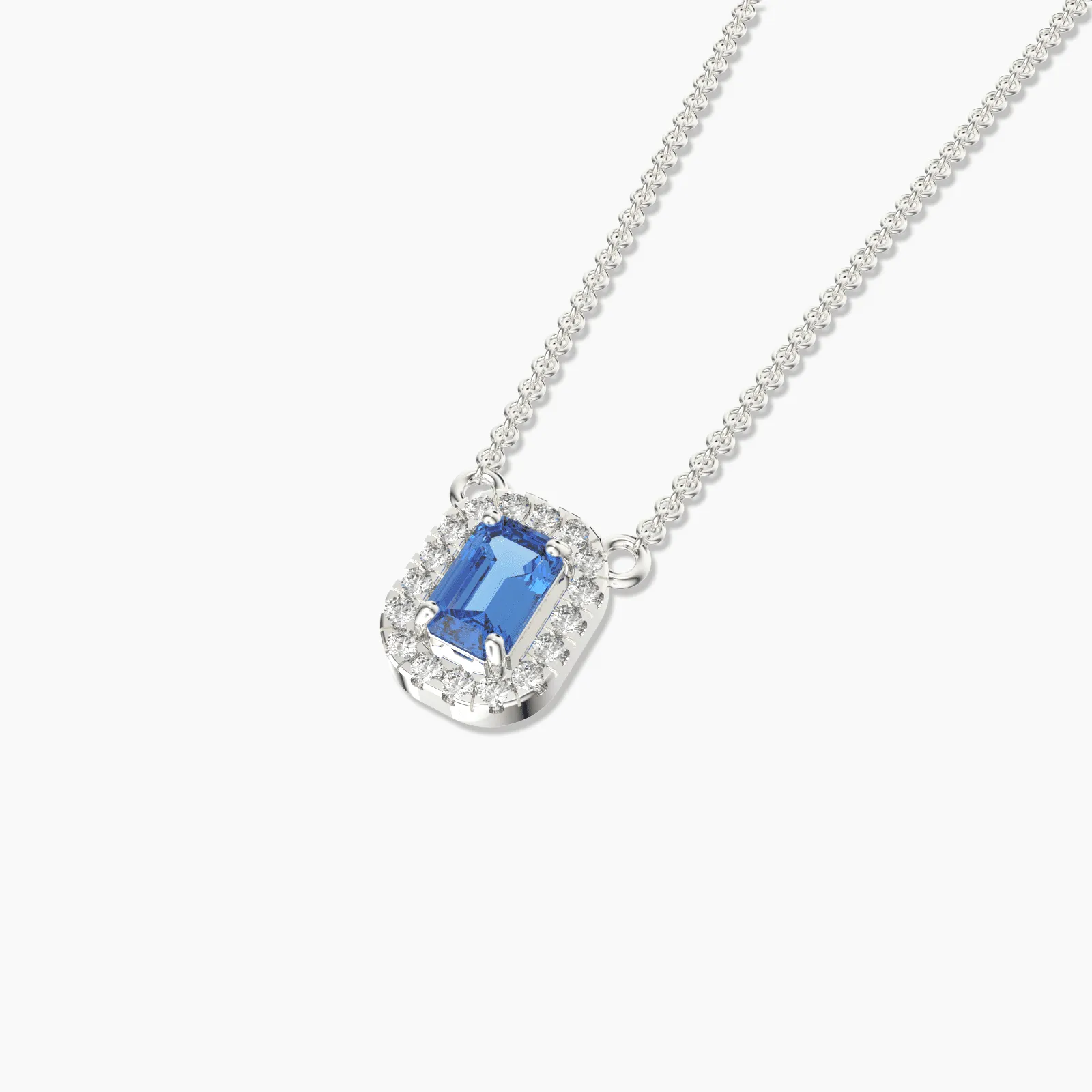 Blue Sapphire And Round Diamond Pendant Necklace