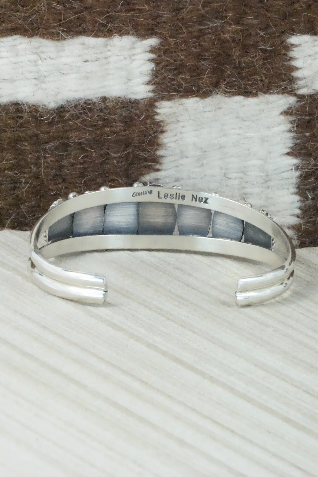 Coral & Sterling Silver Bracelet - Leslie Nez