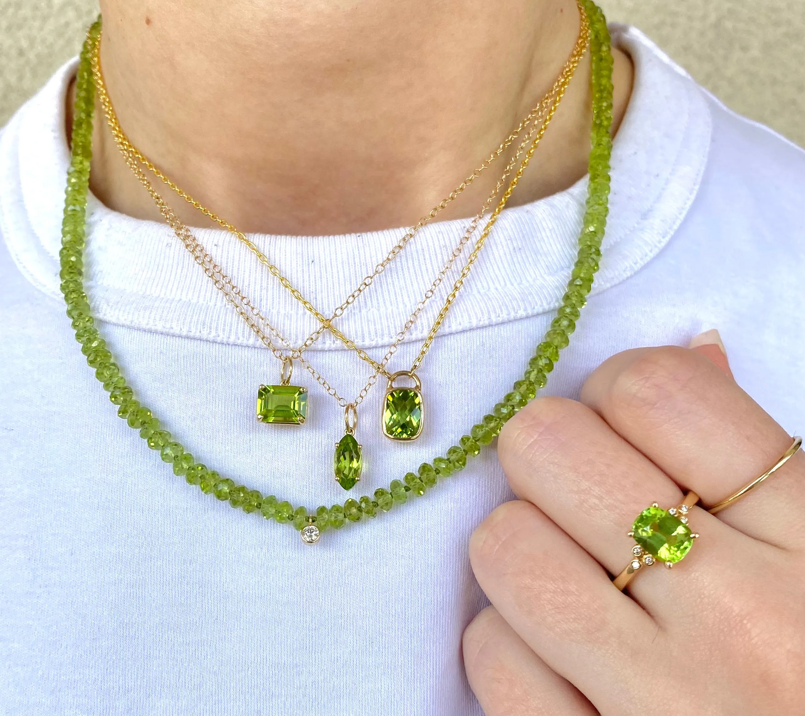 Cushion Cut Peridot Pendant Necklace