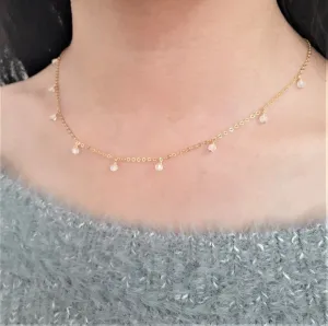 Dainty Rainbow Moonstone Choker Necklace