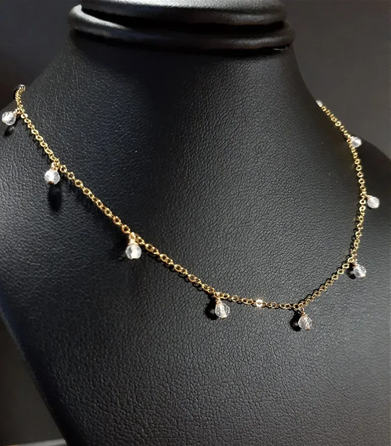 Dainty Rainbow Moonstone Choker Necklace