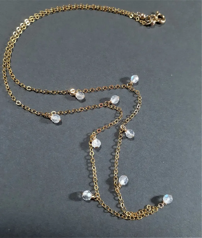 Dainty Rainbow Moonstone Choker Necklace