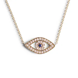 DIAMOND AND SAPPHIRE EVIL EYE NECKLACE