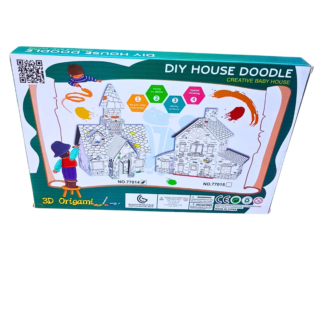 DIY House Doodle 3D Origami Kit – Creative Coloring & Building Set for Kids (Ages 3 ) | Arts & Crafts Toy