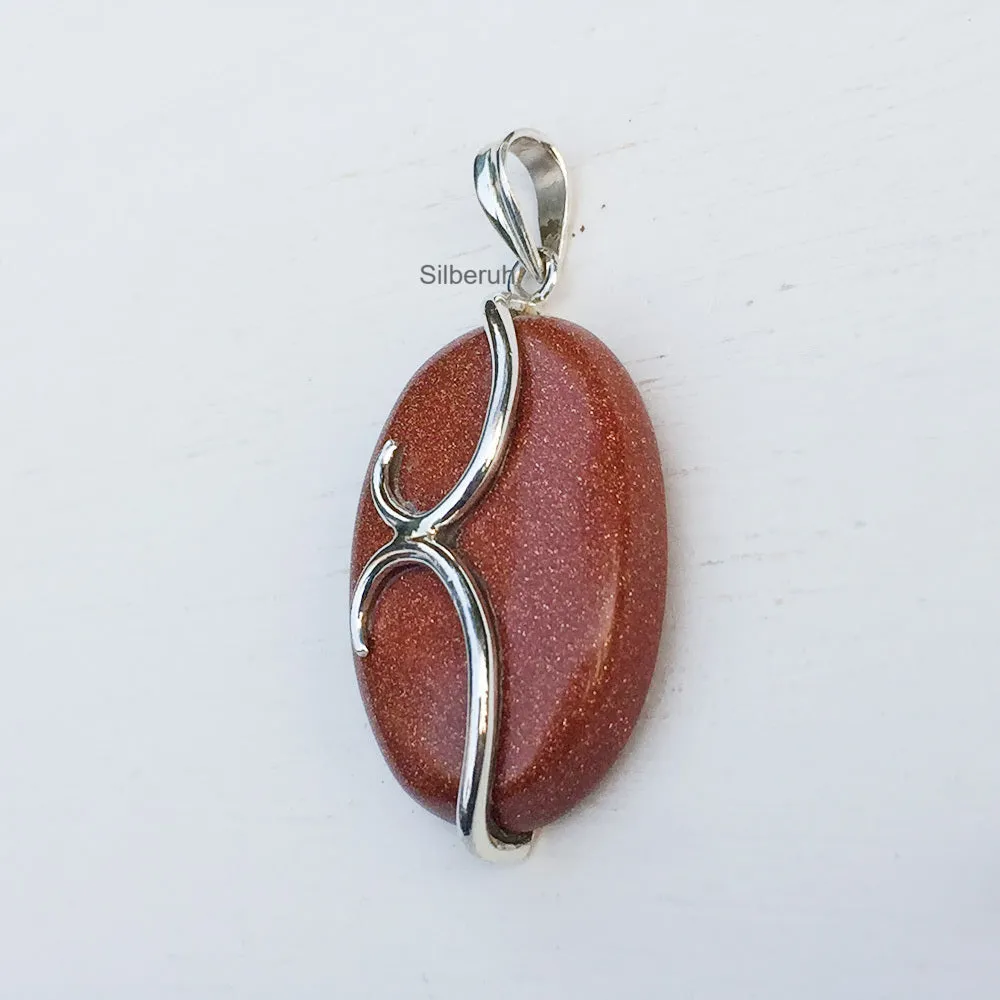 Golden Sunstone Silver Pendant