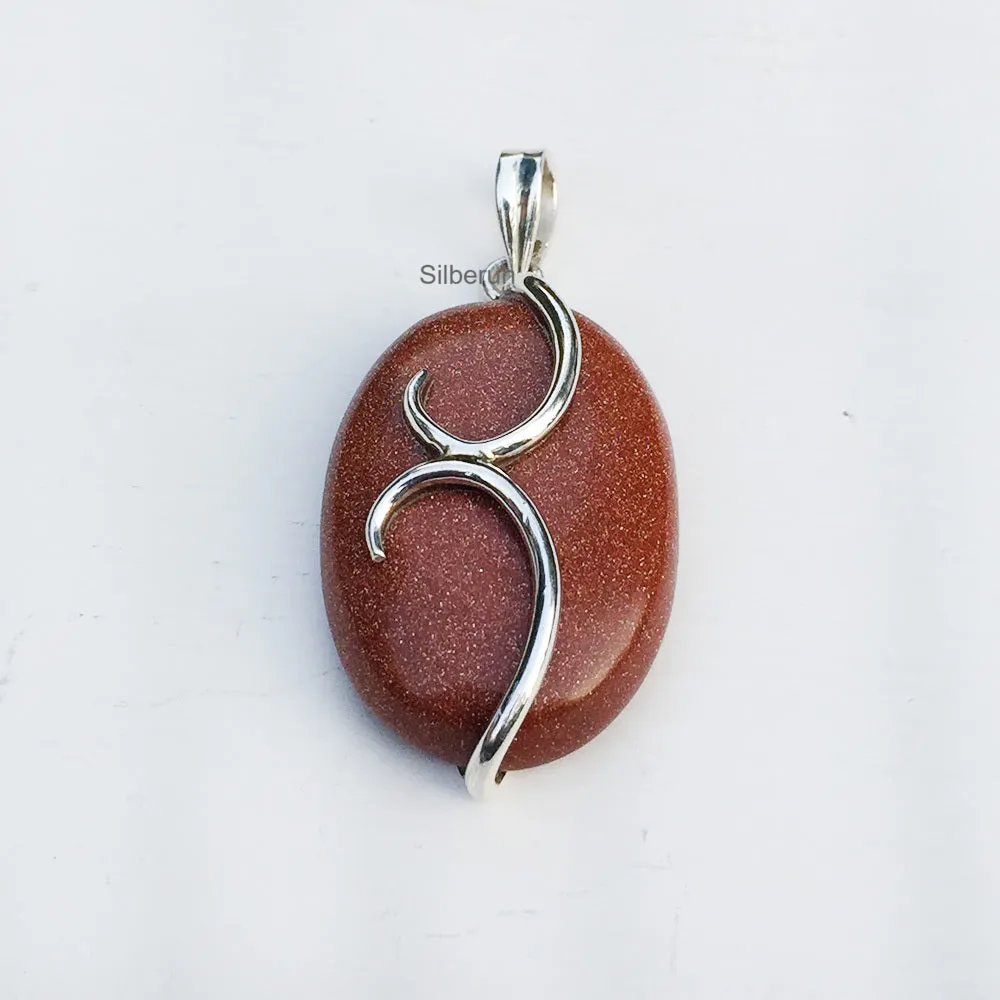 Golden Sunstone Silver Pendant
