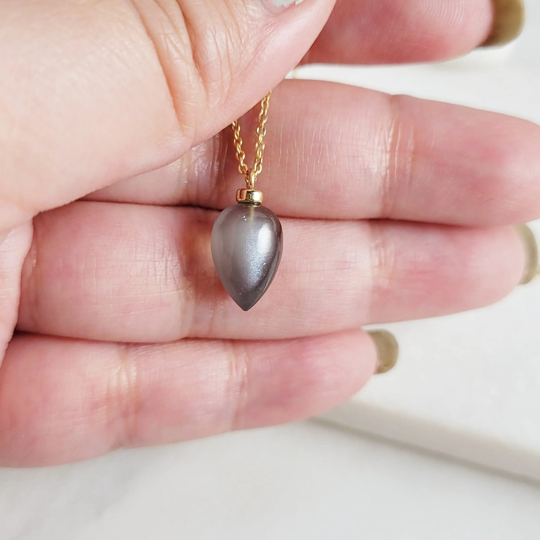 Gray Moonstone Pendant Necklace