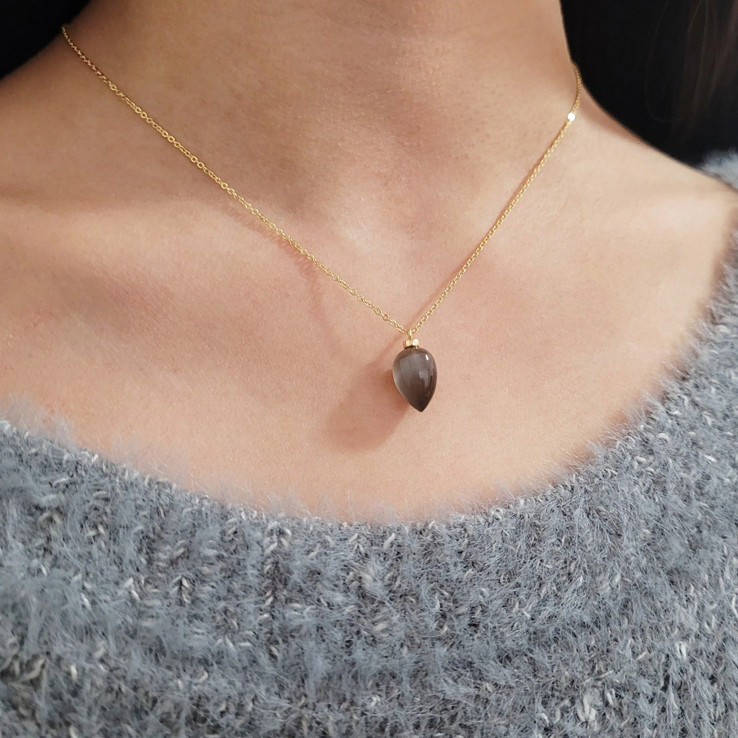 Gray Moonstone Pendant Necklace