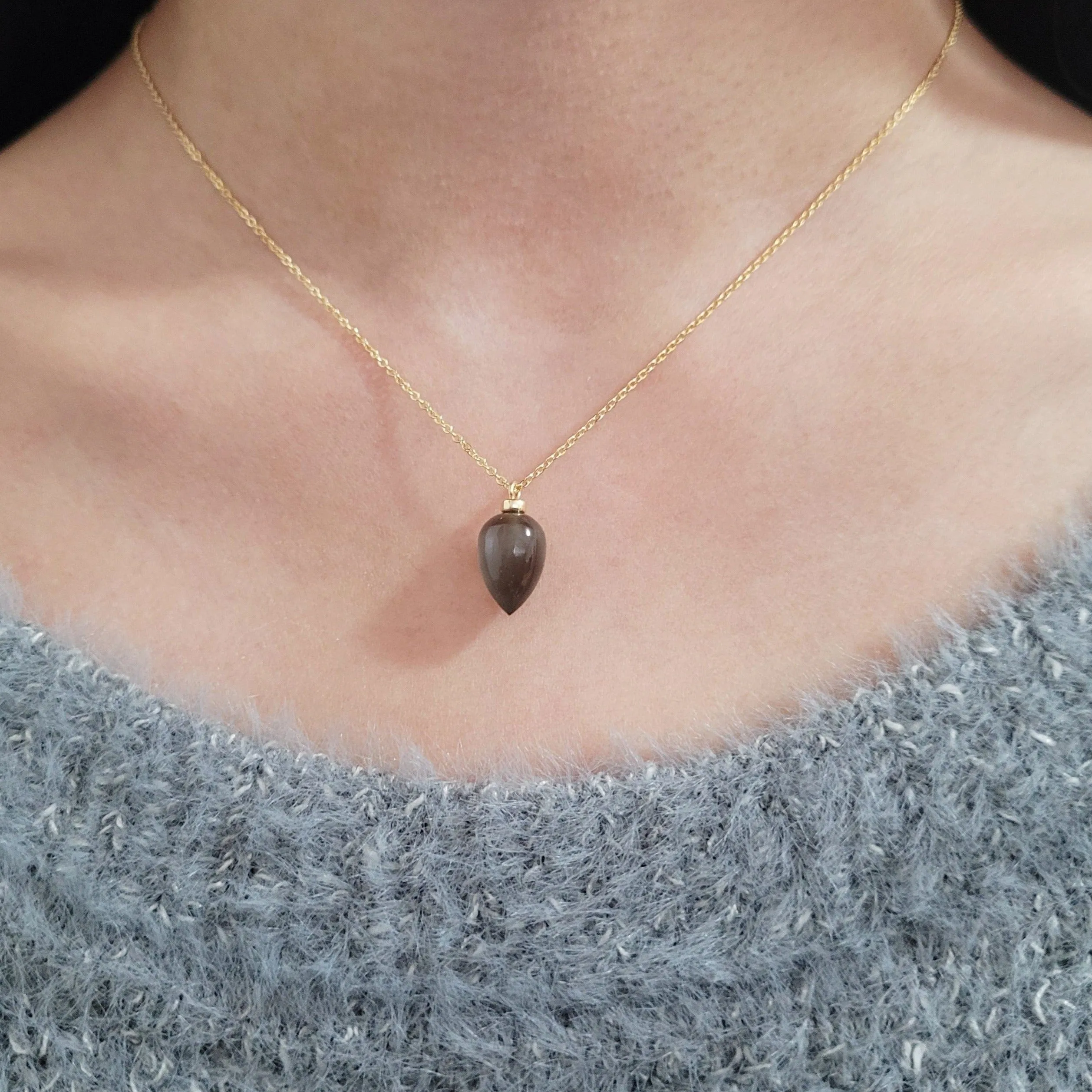 Gray Moonstone Pendant Necklace