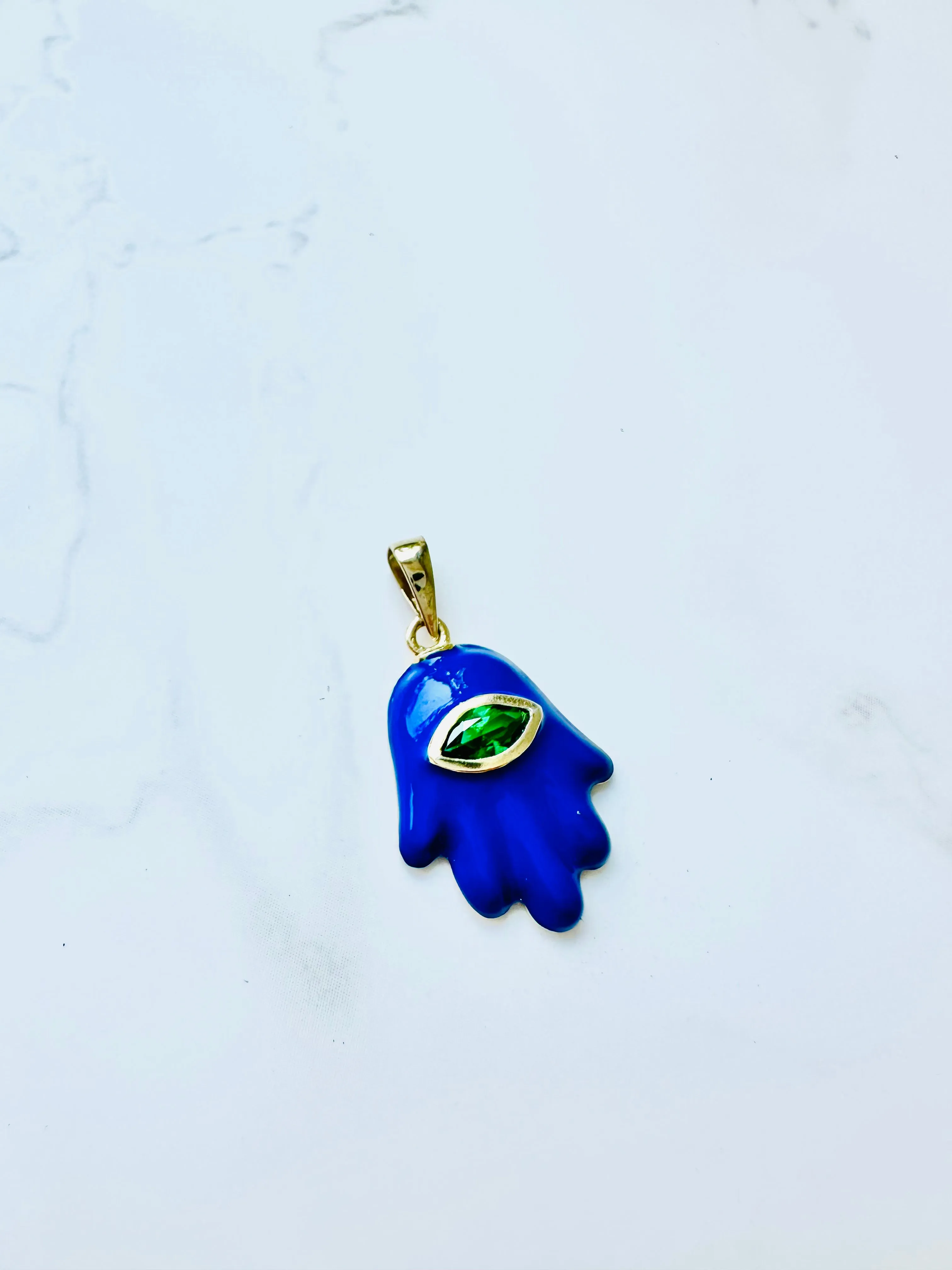 Lapis Azul Hamsa Charm Pendant