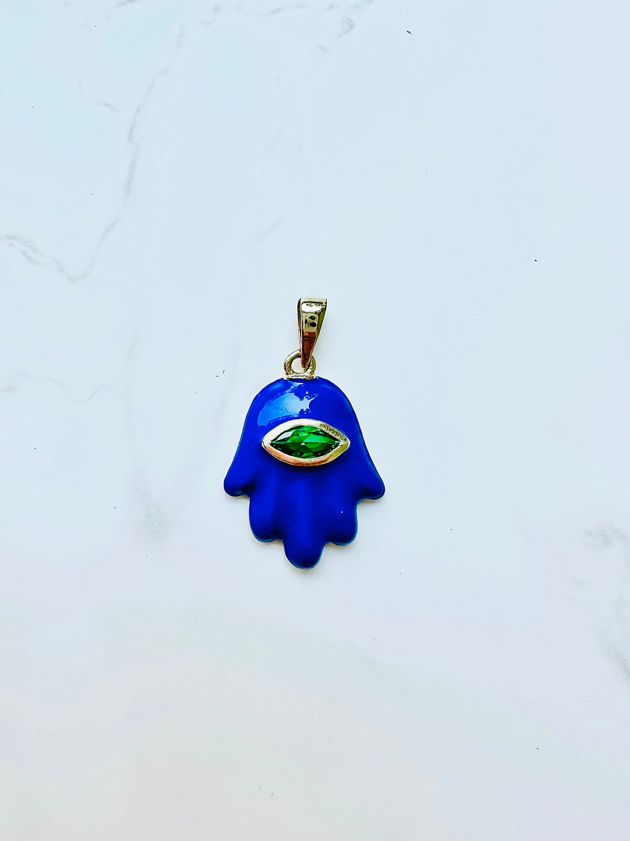Lapis Azul Hamsa Charm Pendant