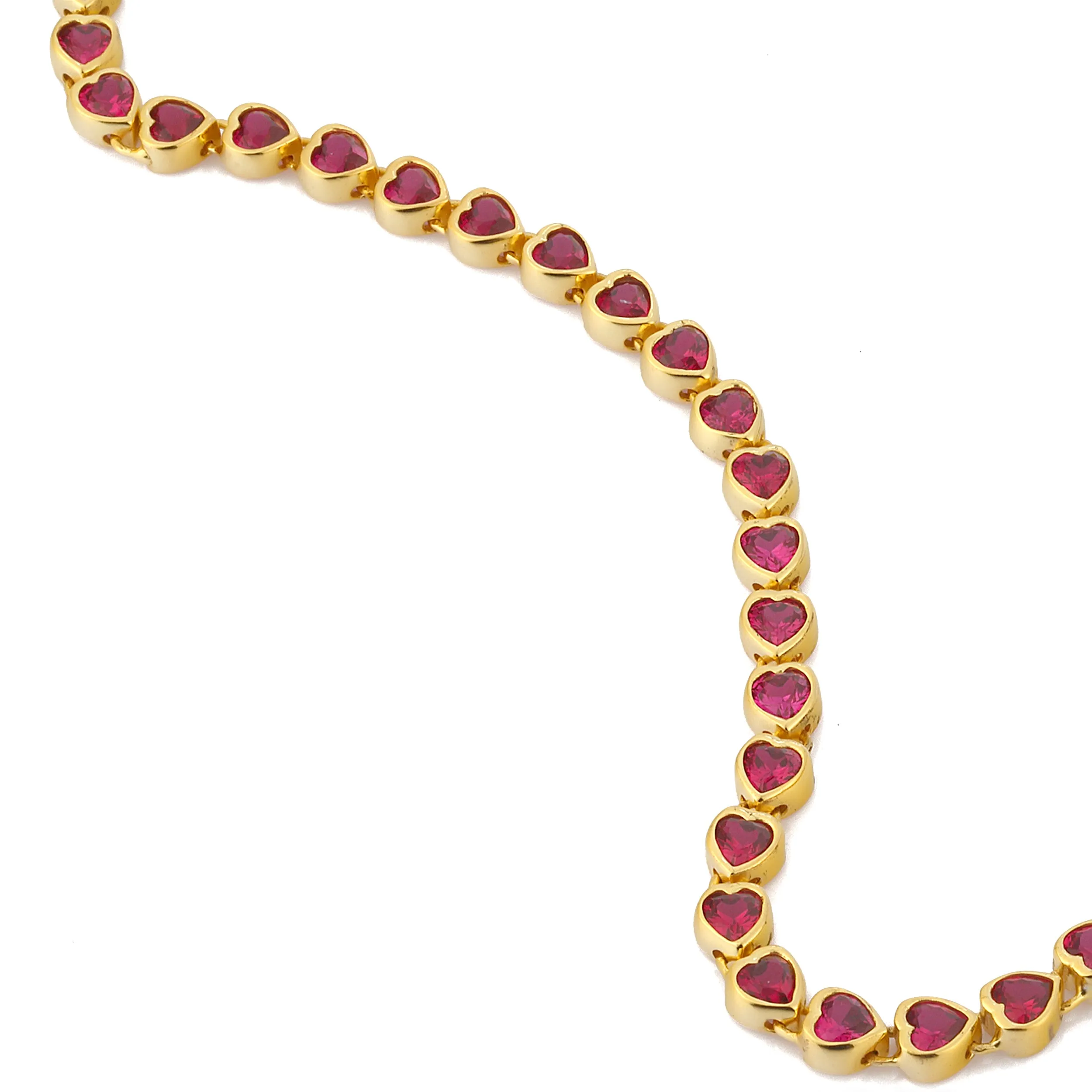 Many Tiny Hearts Tennis Necklace - Vibrant Pink