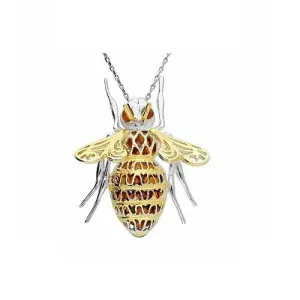 MILENA Necklace Amber and Gold Plated Fly