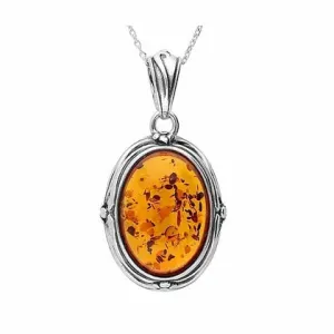 MILENA Necklace Amber and Oxidised Silver Oval