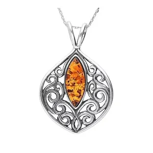 MILENA Necklace Amber and Oxidised Silver Vintage