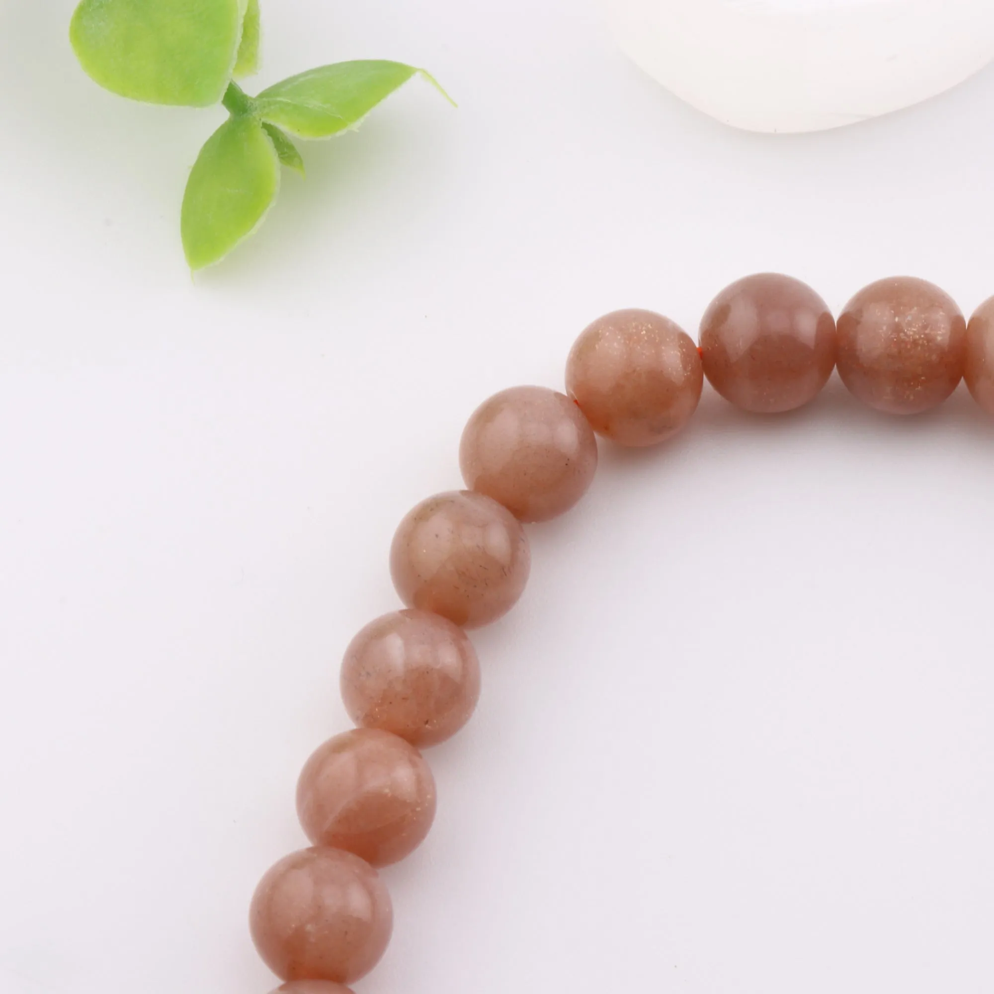 Natural Peach Moonstone Bracelet - Metal Free, 8mm - Mystic Gemstone Jewelry