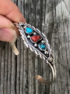 Navajo Coral and Turquoise bracelet