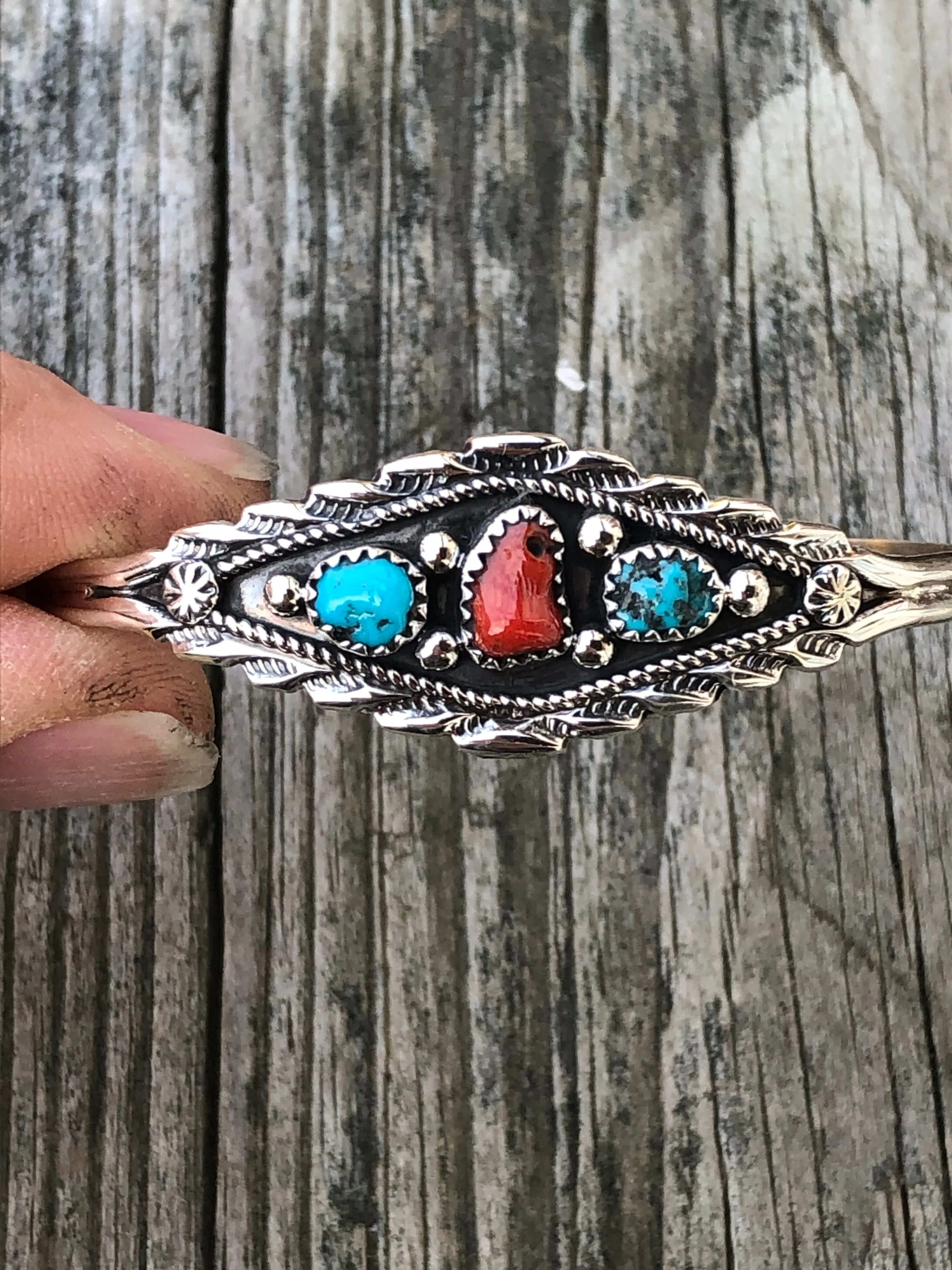 Navajo Coral and Turquoise bracelet