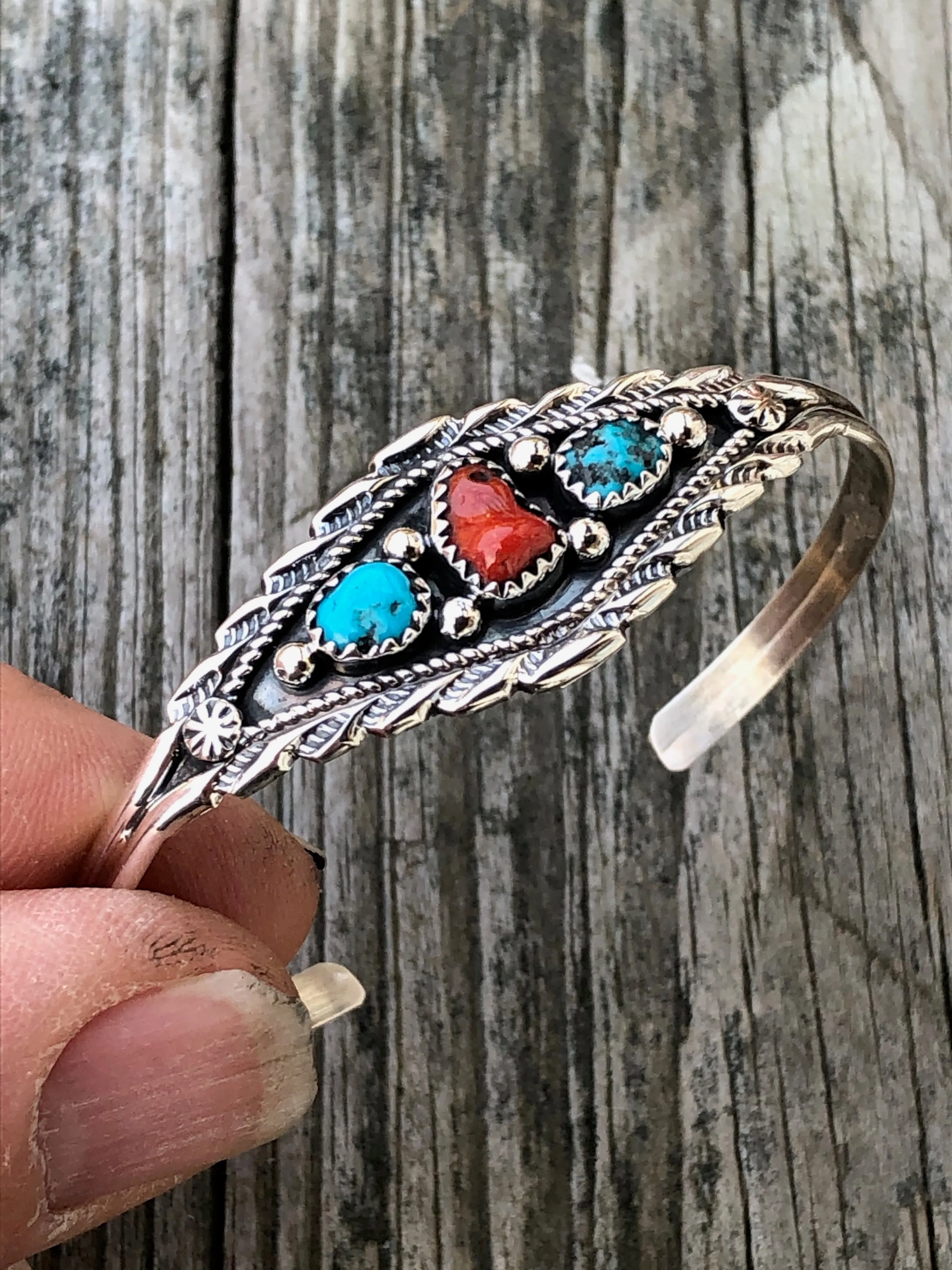 Navajo Coral and Turquoise bracelet