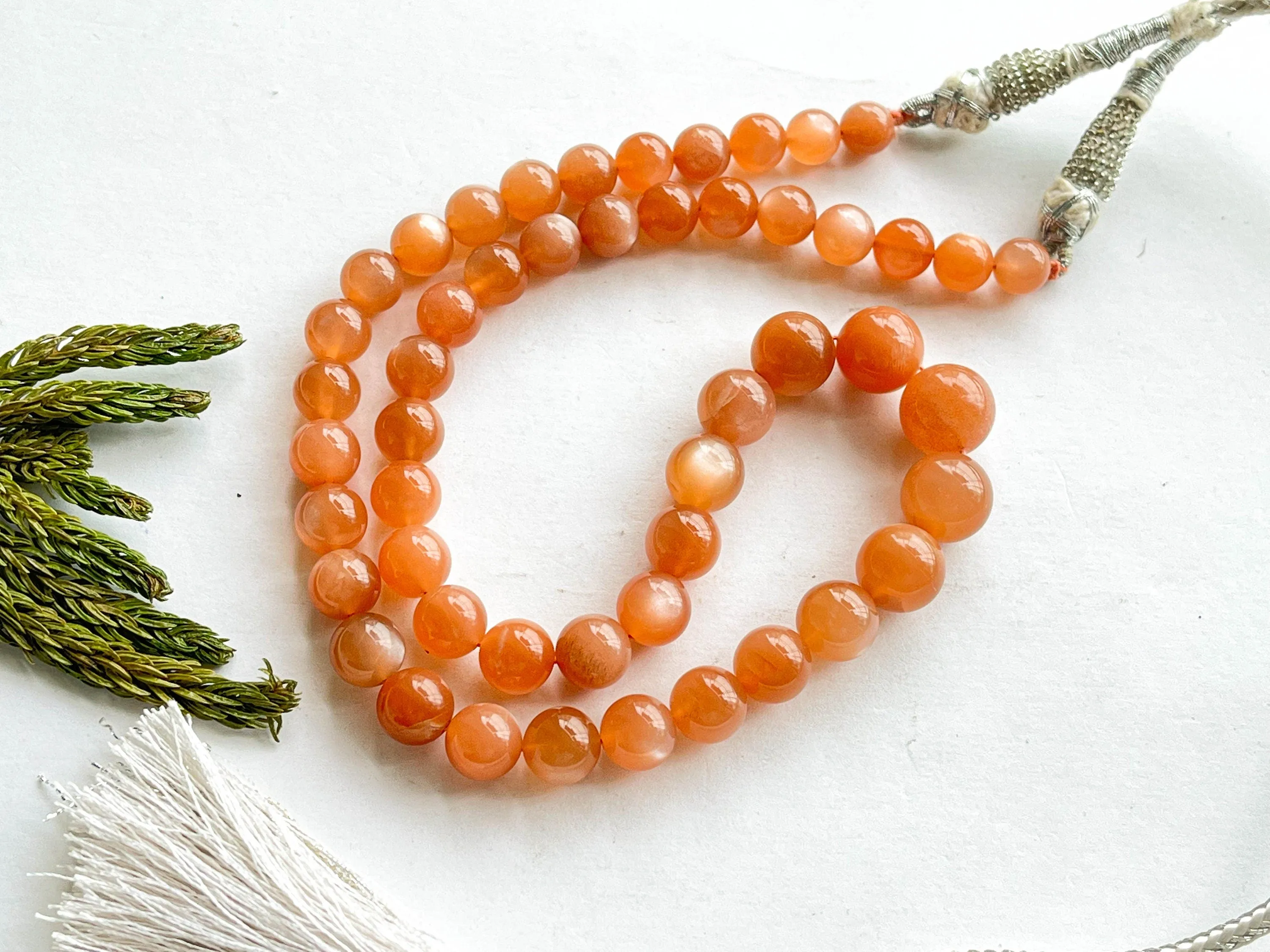 Peach Moonstone Gemstone Ball Shape Beads