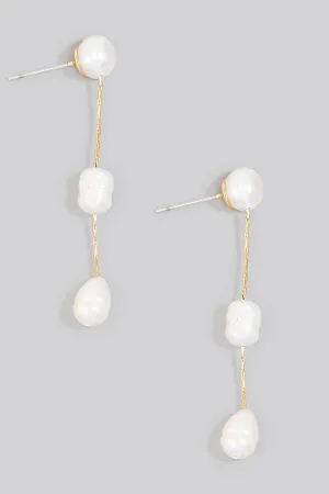 Pearl Bead Charms Chain Dangle Earrings
