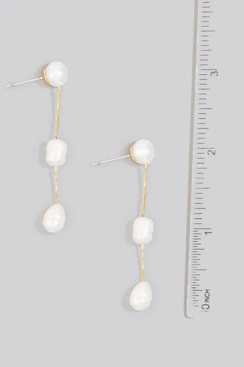 Pearl Bead Charms Chain Dangle Earrings