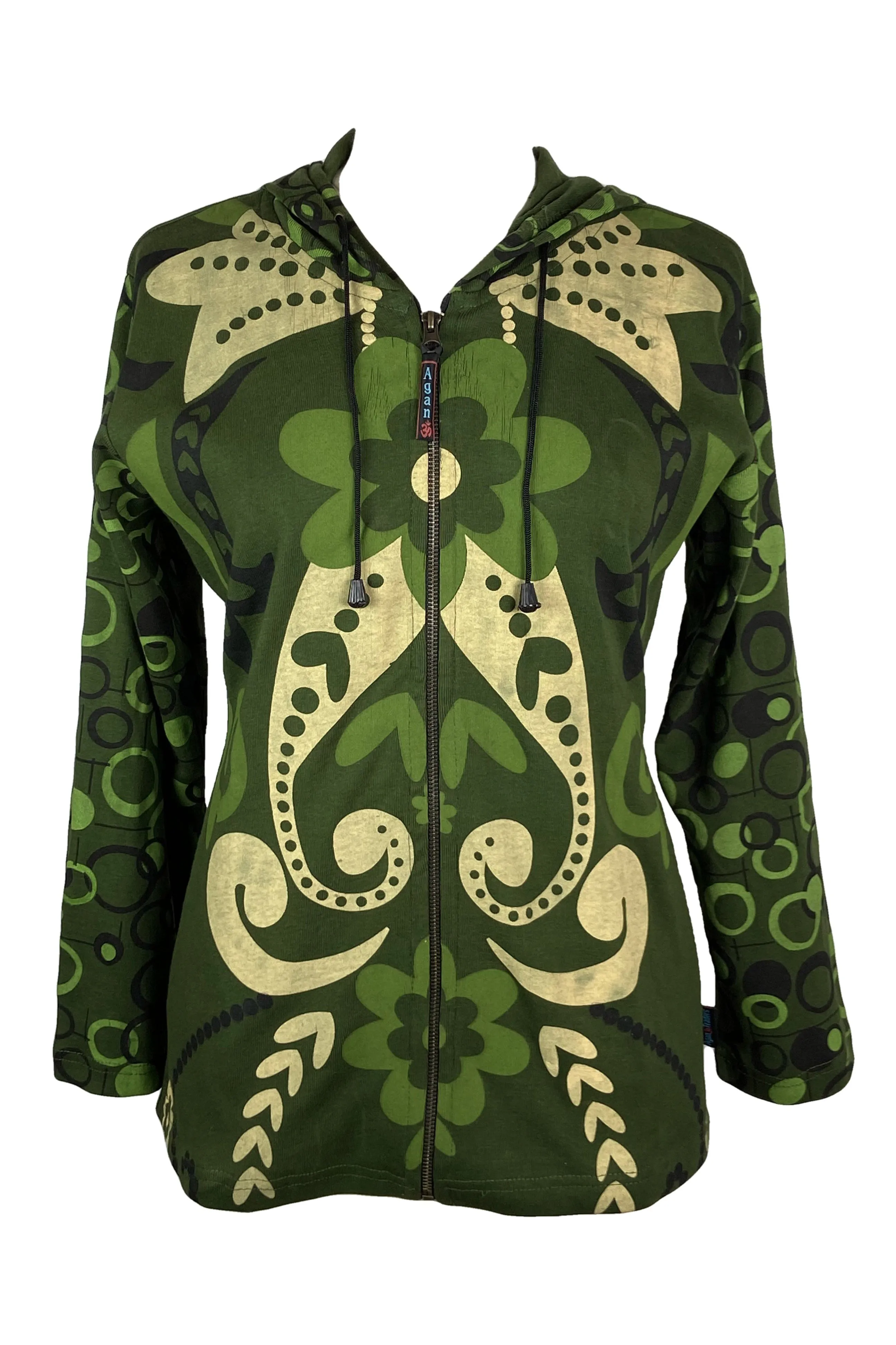 RJ 350-2 Printed Buble Artistic Bohemian Rib Hoodie Sweatshirt Jacket