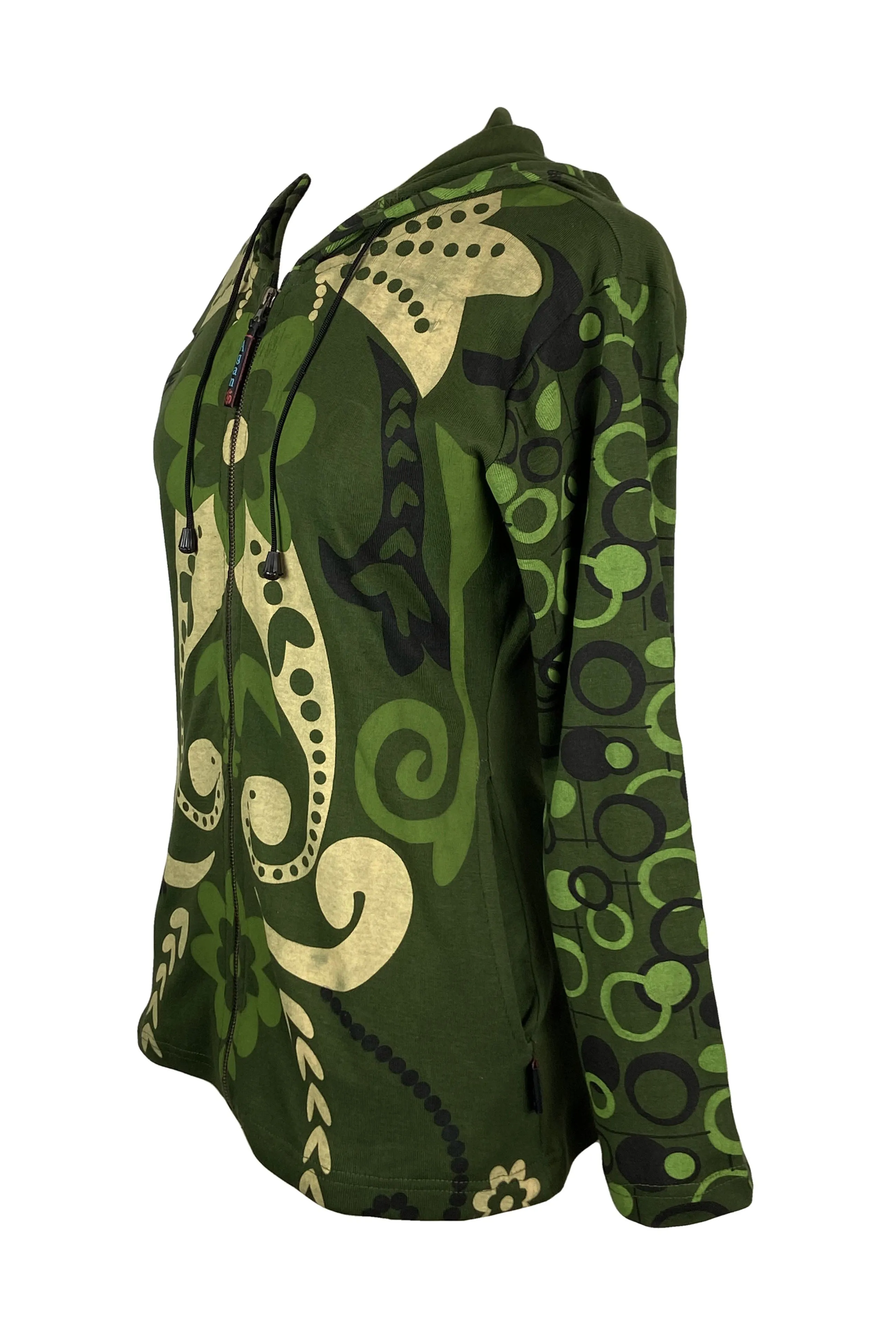 RJ 350-2 Printed Buble Artistic Bohemian Rib Hoodie Sweatshirt Jacket