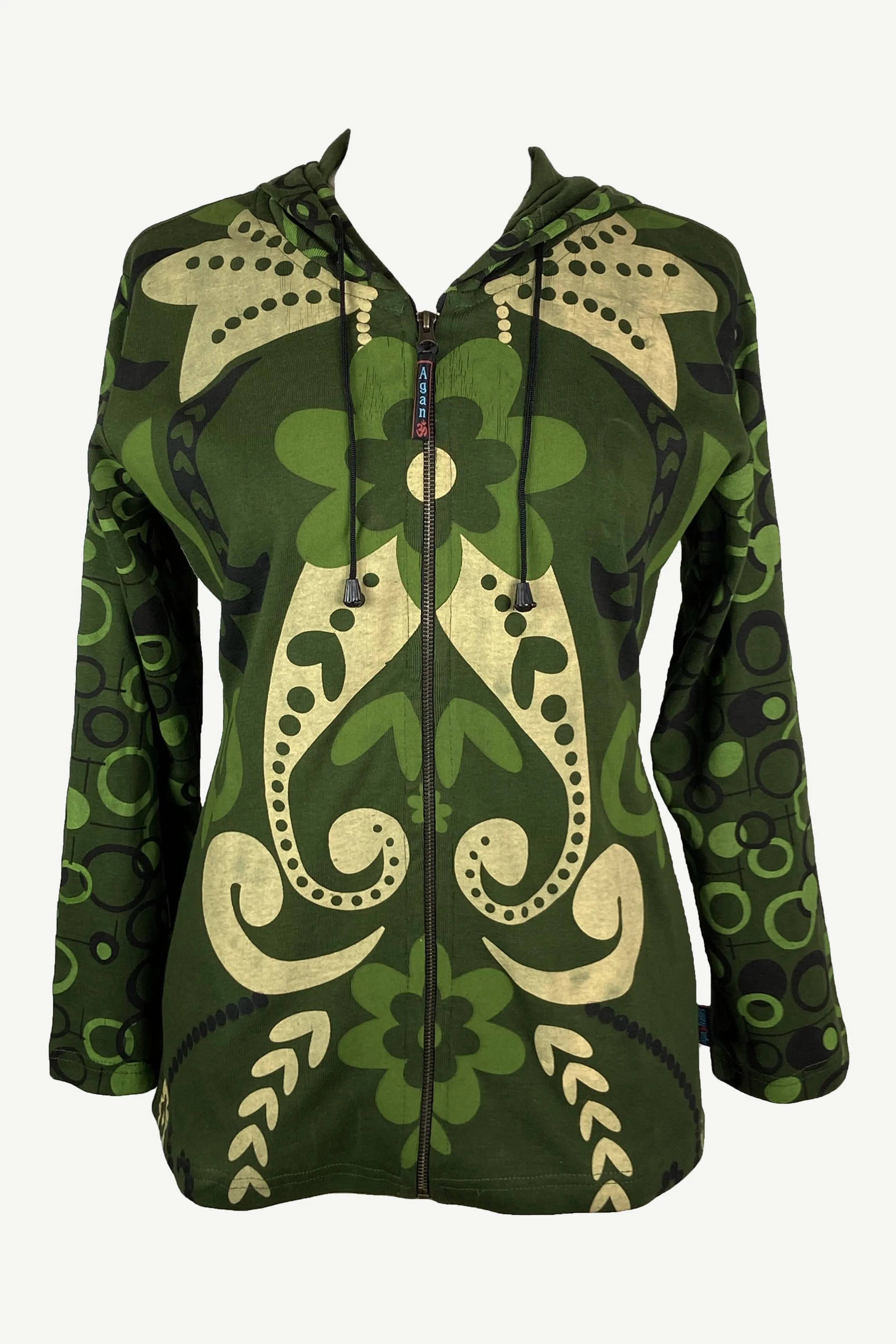 RJ 350-2 Printed Buble Artistic Bohemian Rib Hoodie Sweatshirt Jacket