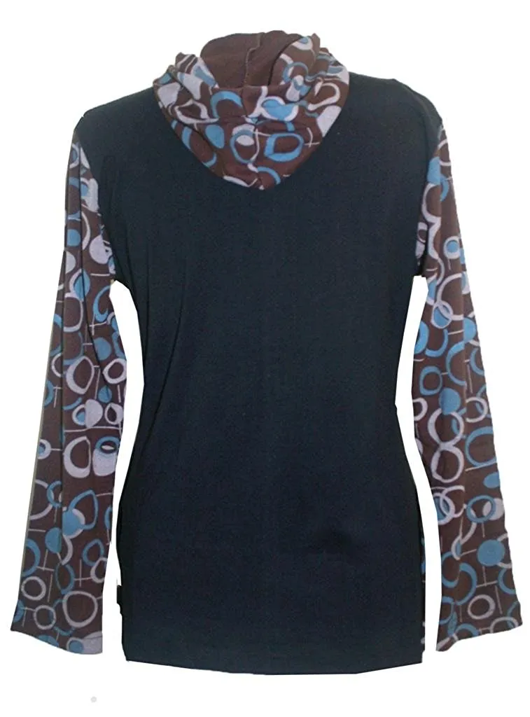 RJ 350-2 Printed Buble Artistic Bohemian Rib Hoodie Sweatshirt Jacket