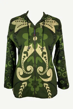 RJ 350-2 Printed Buble Artistic Bohemian Rib Hoodie Sweatshirt Jacket