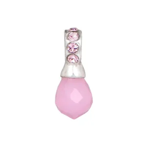 Rosebud Charm, Silver with Crystals