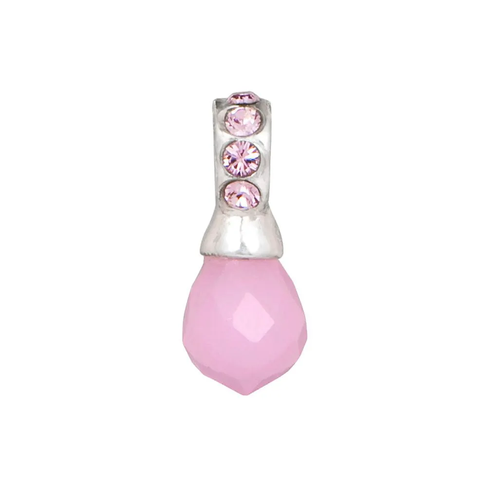 Rosebud Charm, Silver with Crystals