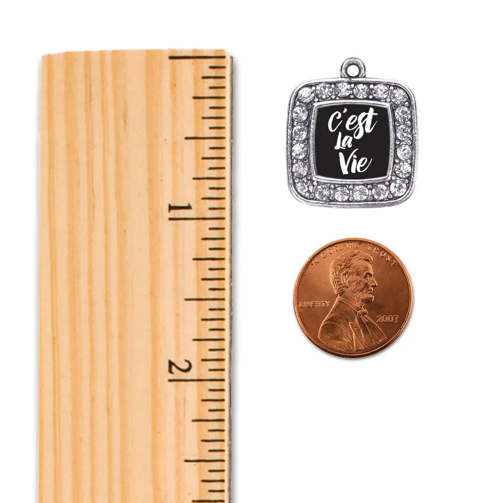 Silver C'est La Vie Square Charm Toggle Bracelet