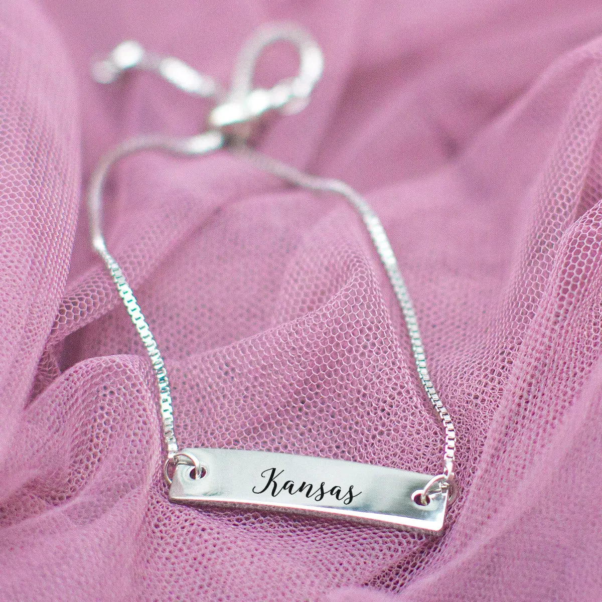 Silver Kansas Adjustable Bar Bracelet