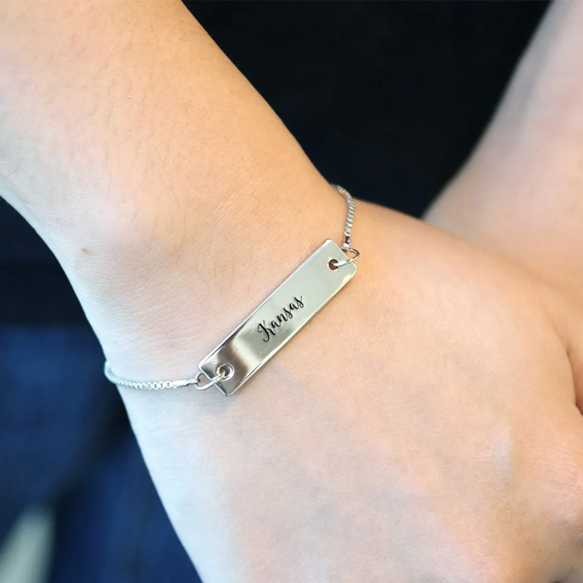 Silver Kansas Adjustable Bar Bracelet